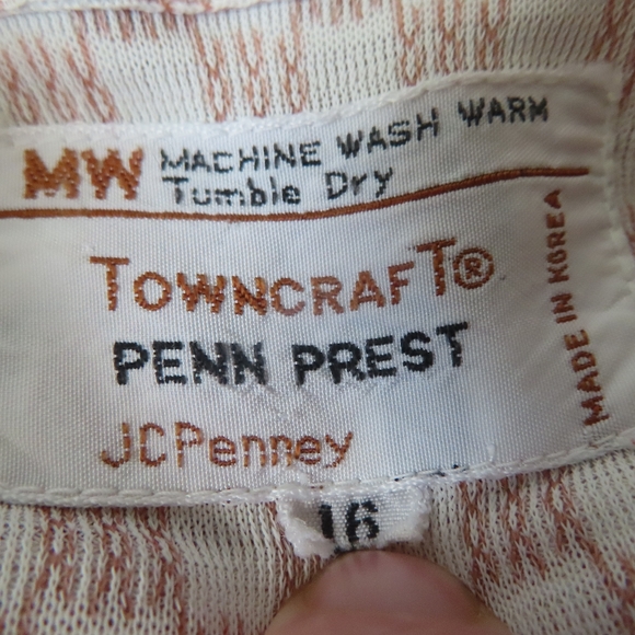 JC Penney Towncraft Shirt Penn Prest Button Up Short Sleeve Men’s Vintage 16 - Picture 7 of 7